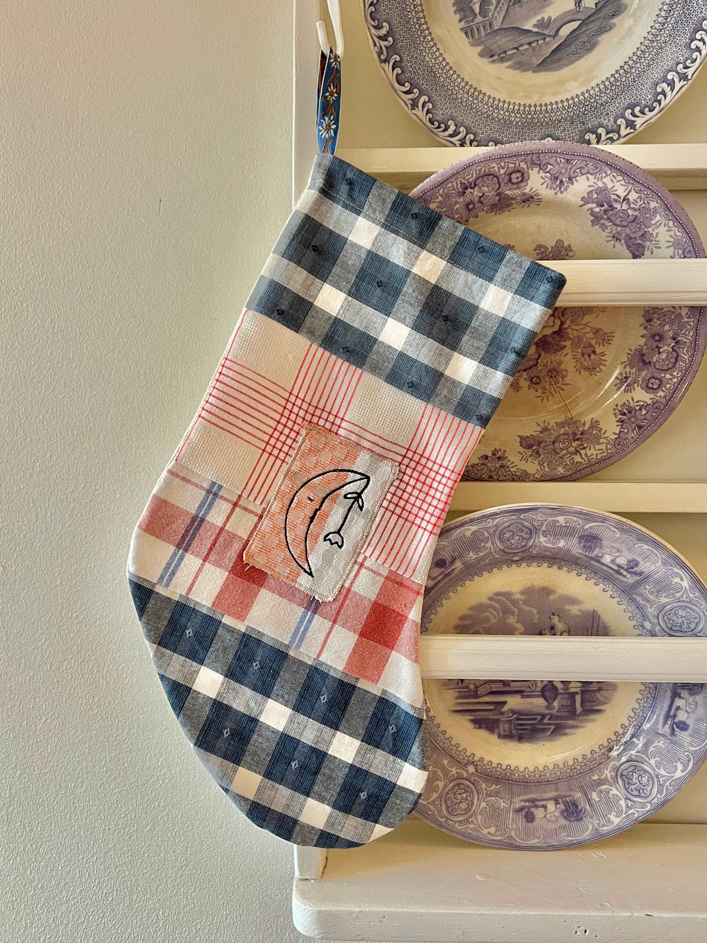 Made to order julesok i vintage tekstil - tilføj navn og motiv