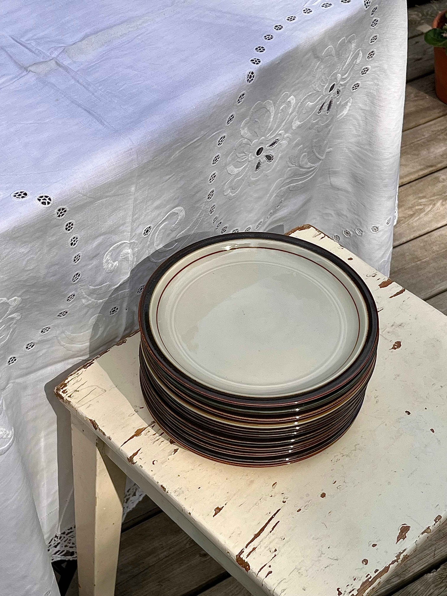 Vintage frokosttallerkener, stentøj, Ø20