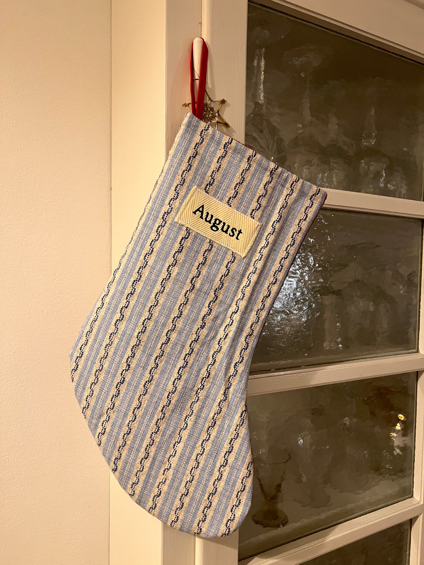 Made to order julesok i vintage tekstil - tilføj navn og motiv