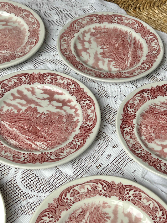 Grindley tallerkener med rødt motiv, D23