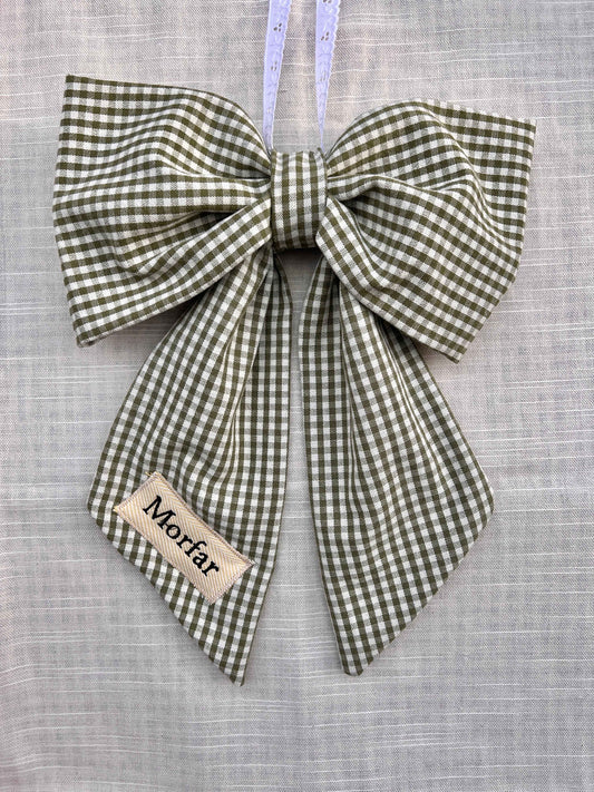 BUBBI BOW - made to order sløjfe i vintage tekstil - tilføj navn eller motiv