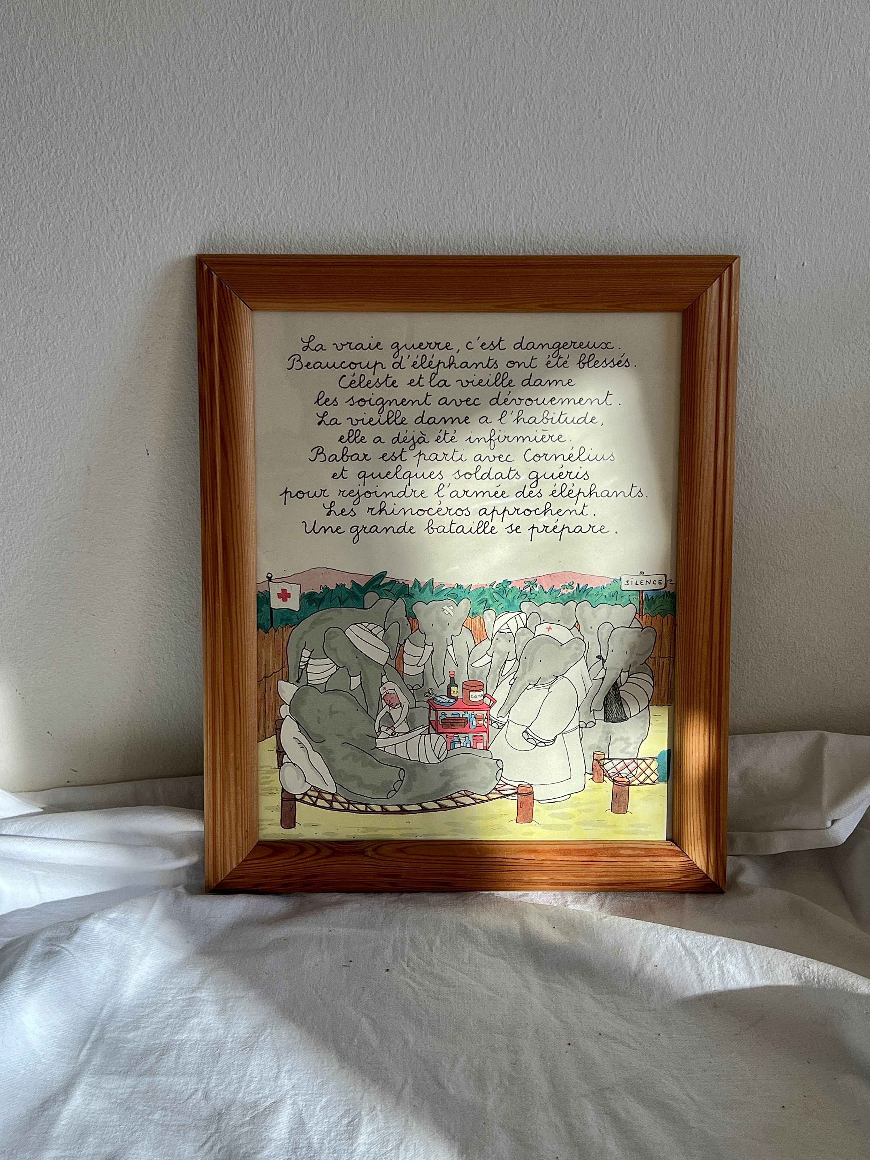 Babar illustration 1932, Paris, syg i lejren