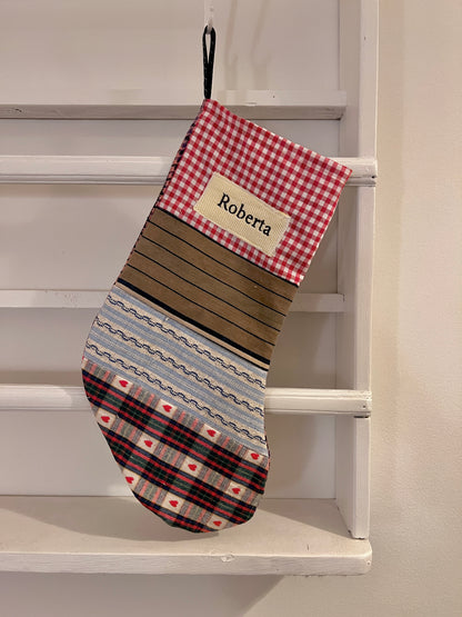 Made to order julesok i vintage tekstil - tilføj navn og motiv