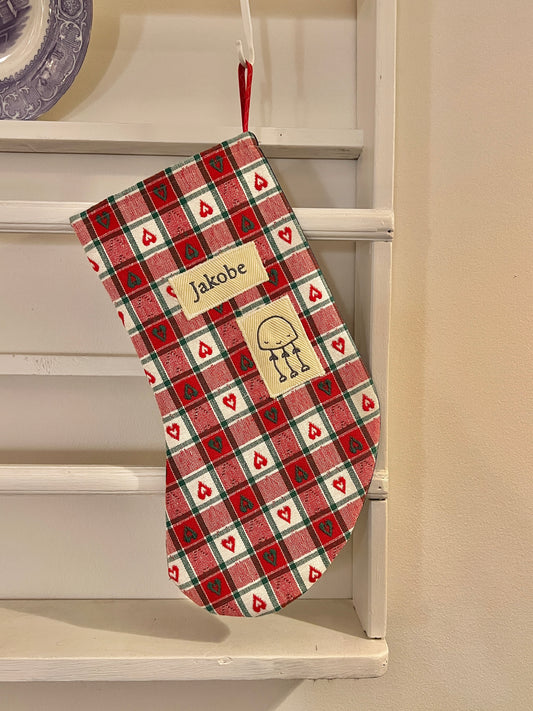 Made to order julesok i vintage tekstil - tilføj navn og motiv