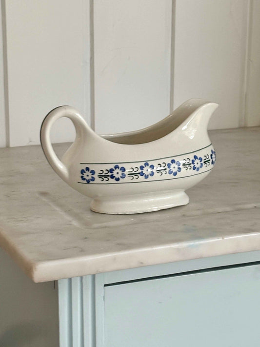 Vintage saucer i Blå Blomst · Oval · L18 x H11 cm