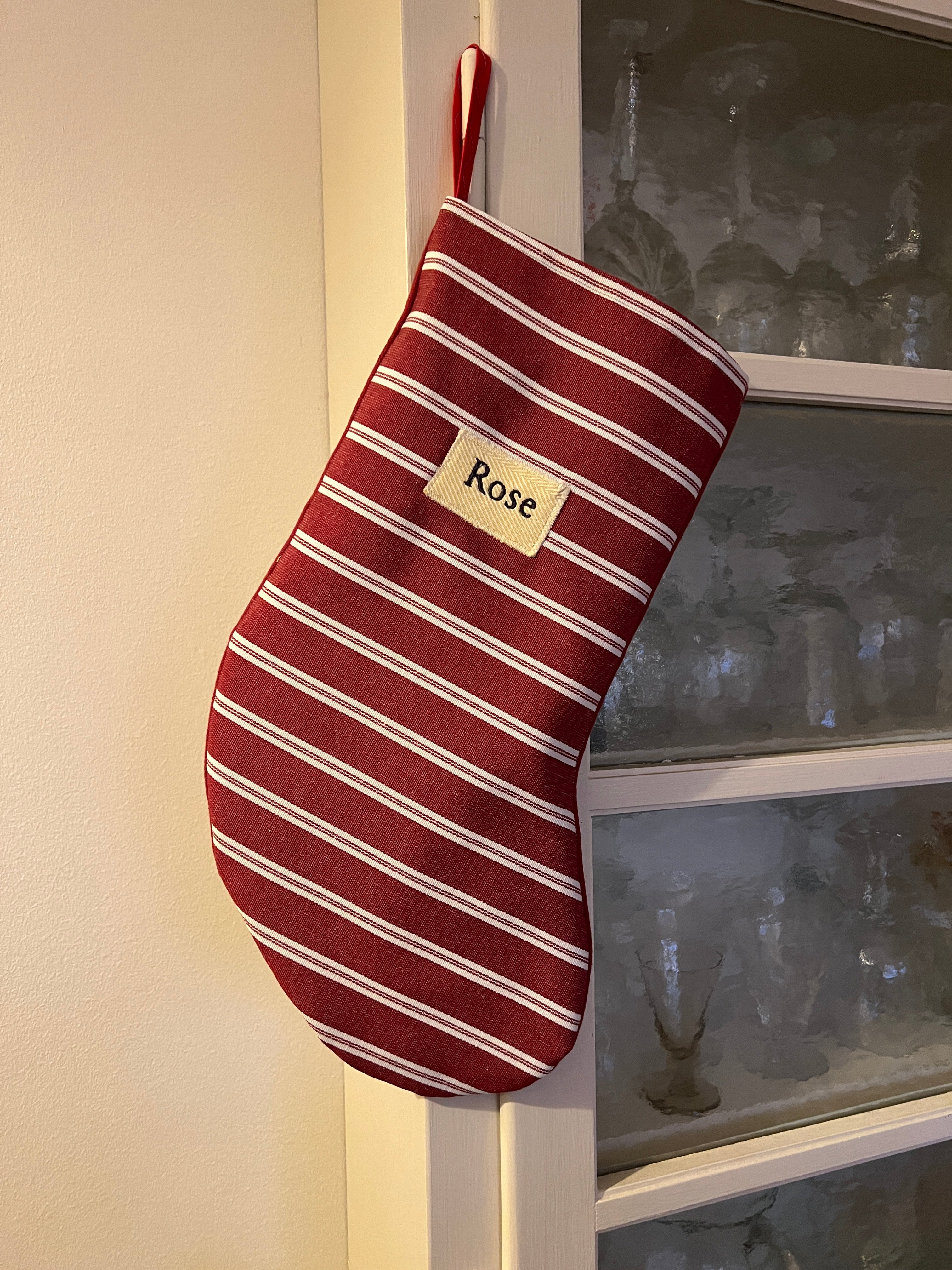 Made to order julesok i vintage tekstil - tilføj navn og motiv