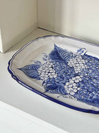 Vintage keramik serveringsfad, håndmalet i Portugal · L38,5 x B29 cm