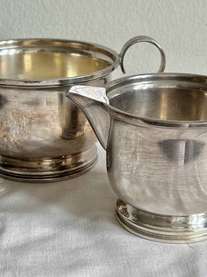 Sukkerskål og mælkekande i sølvplet H7 cm