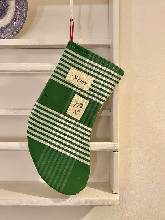 Made to order julesok i vintage tekstil - tilføj navn og motiv