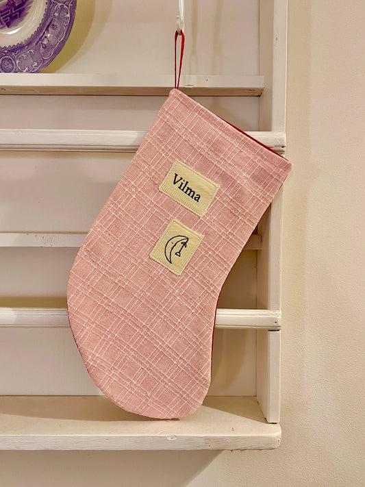 Made to order julesok i vintage tekstil - tilføj navn og motiv