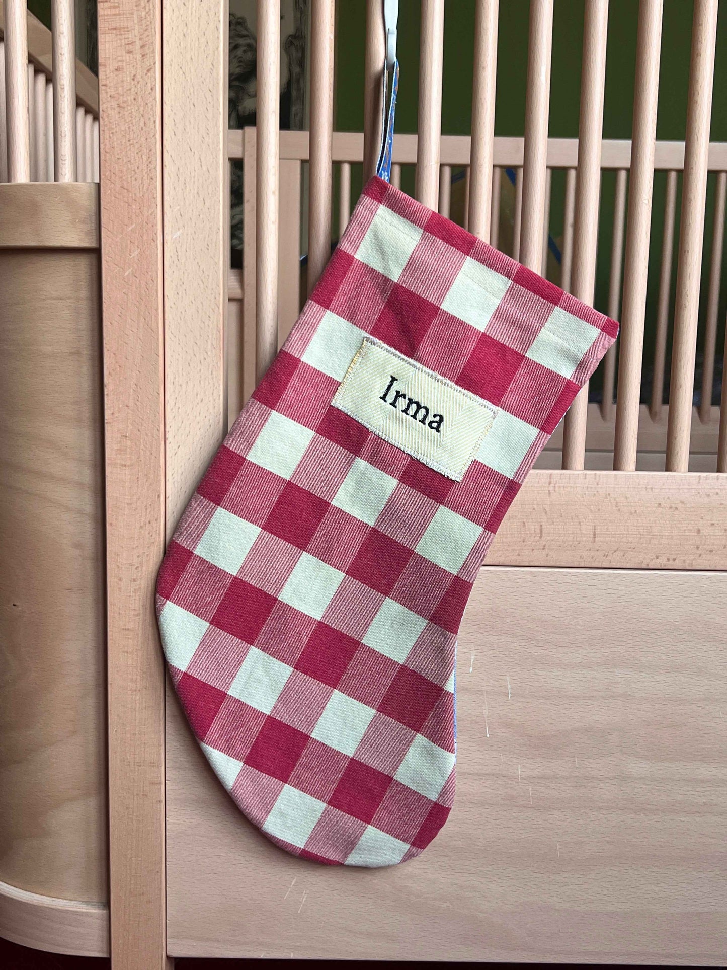 Made to order julesok i vintage tekstil - tilføj navn og motiv