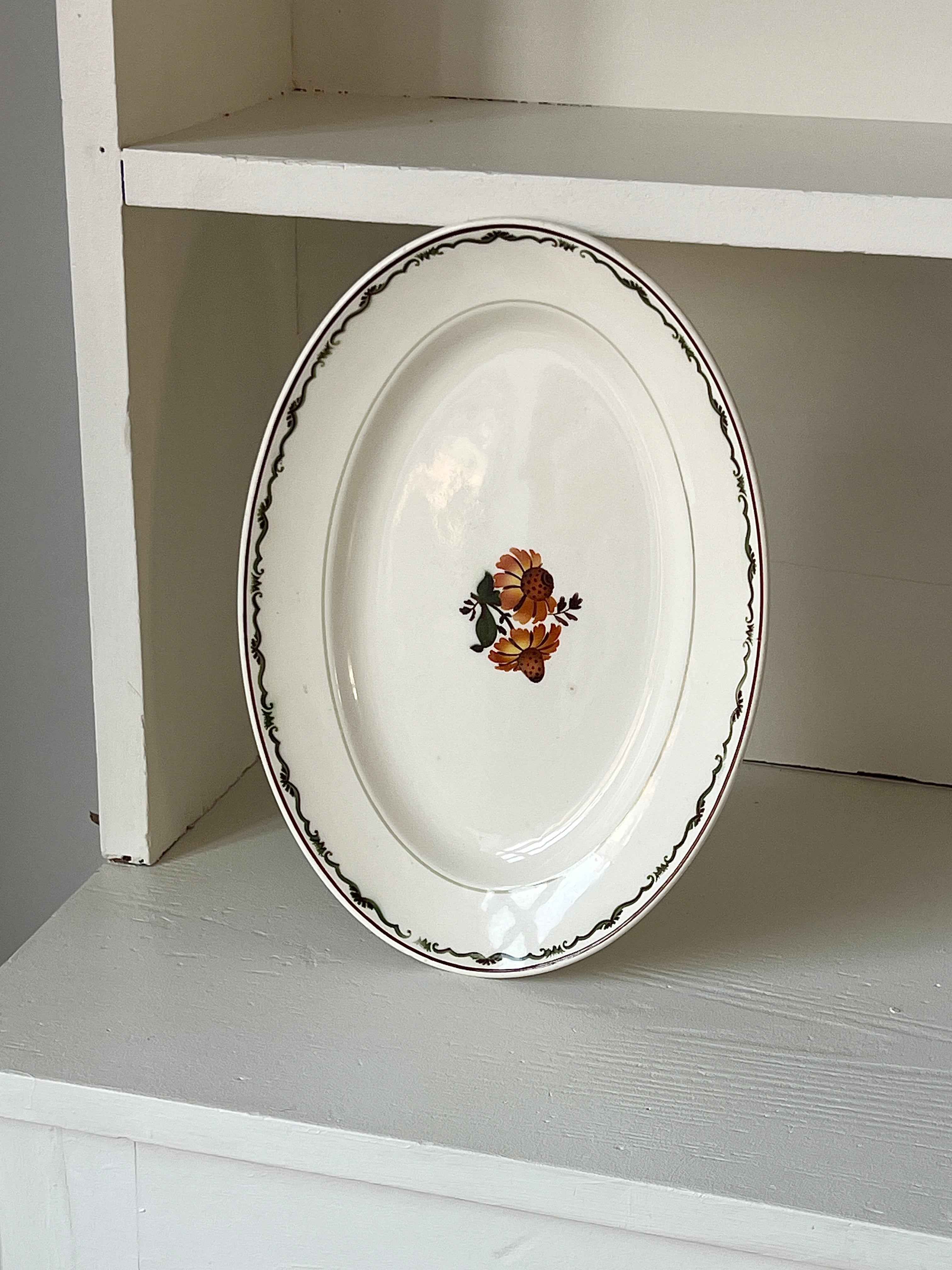 Vintage Aluminia “Solbrud” porcelæn serveringsfad · L32,5 x B23,5 cm