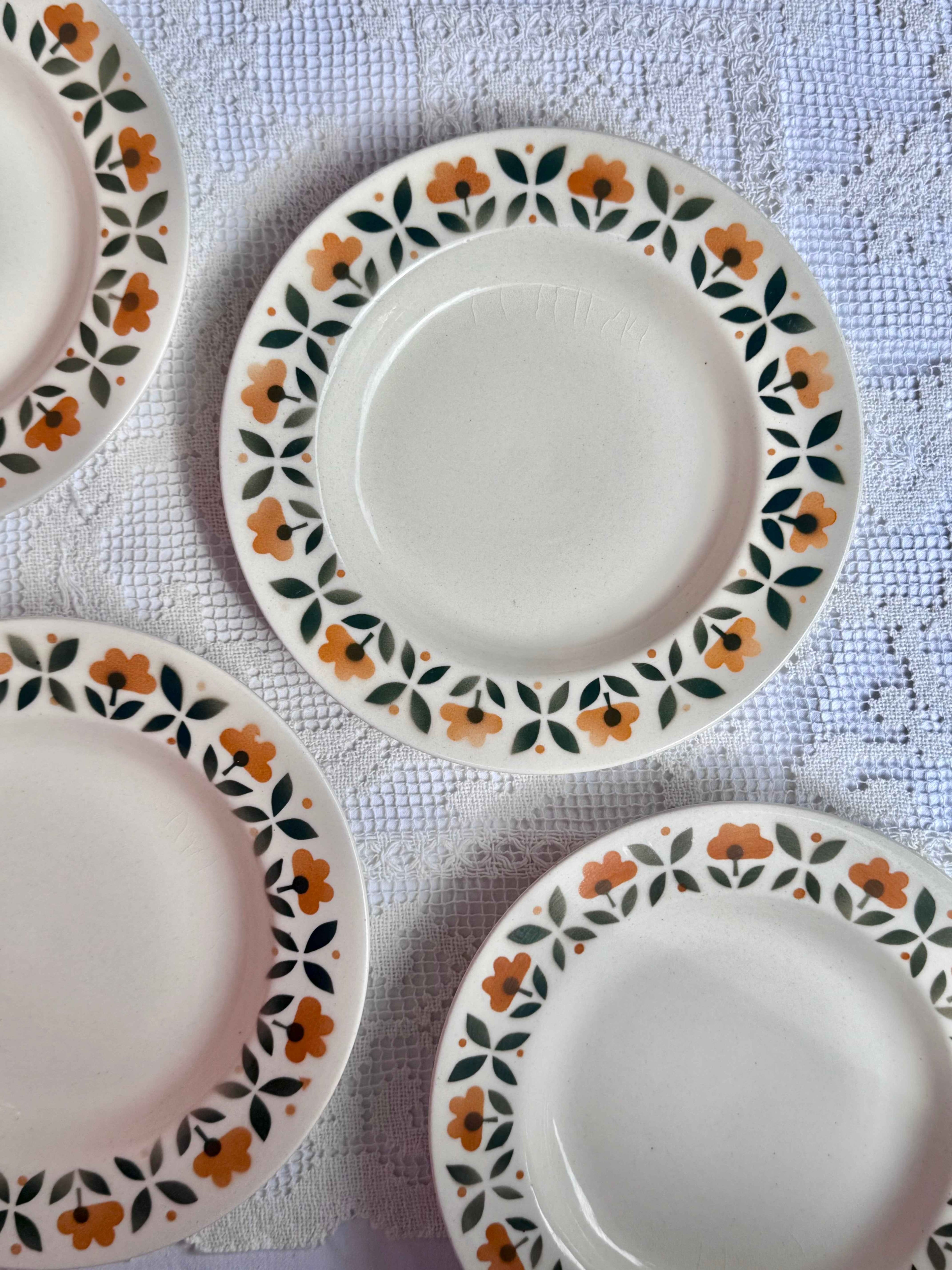 Vintage blomstrede pastatallerkener, Ø22