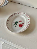 Vintage fransk håndmalet porcelænsfad med blomster · L21,5 x B14 cm