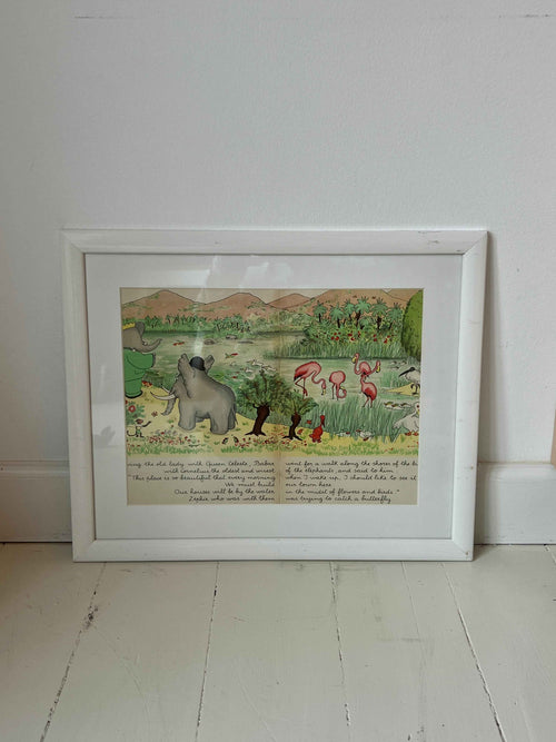 Babar illustration, 1940, ved floden