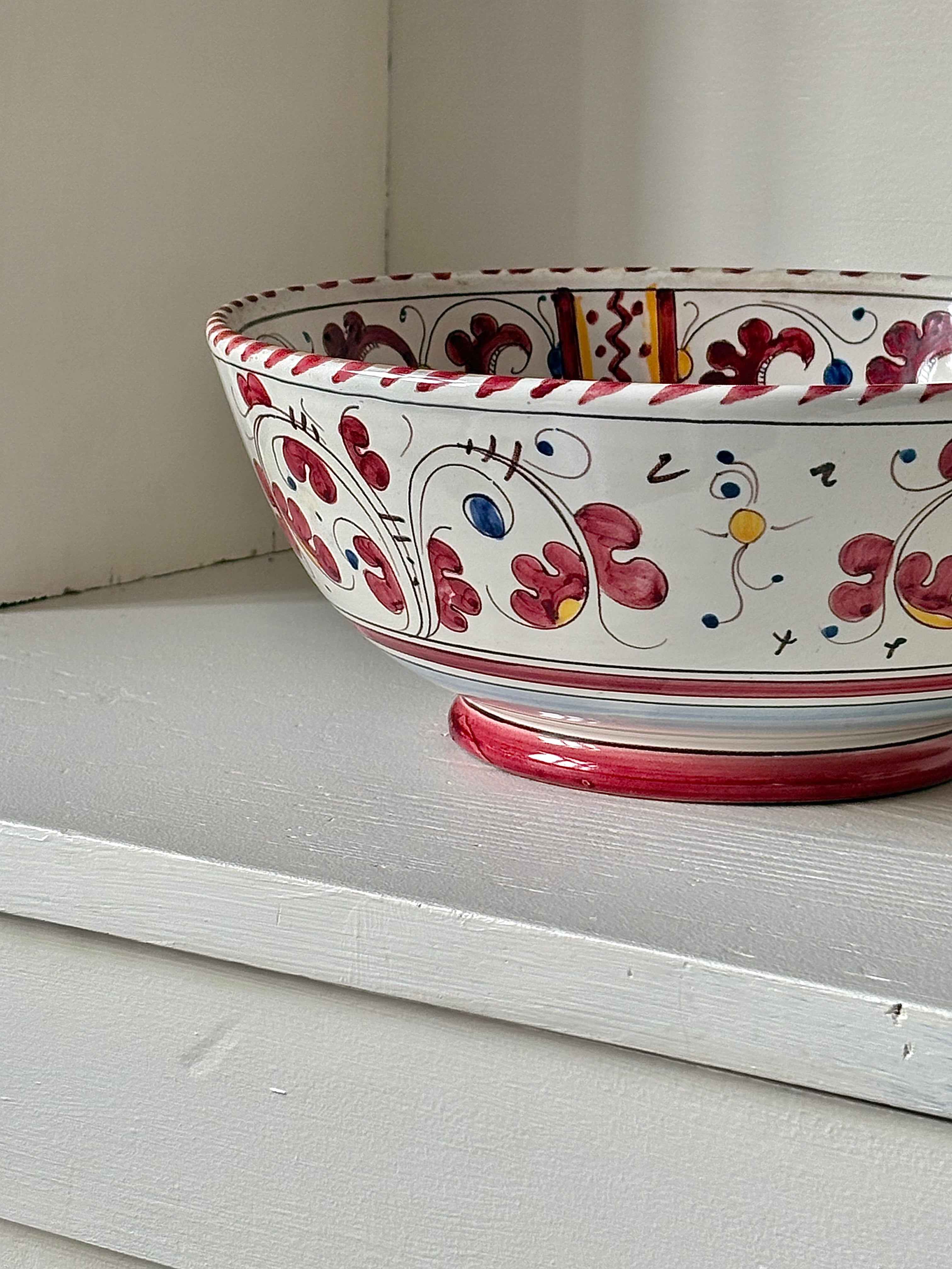 Vintage italiensk keramikskål, håndmalet · H10,5 x Ø25,5 cm