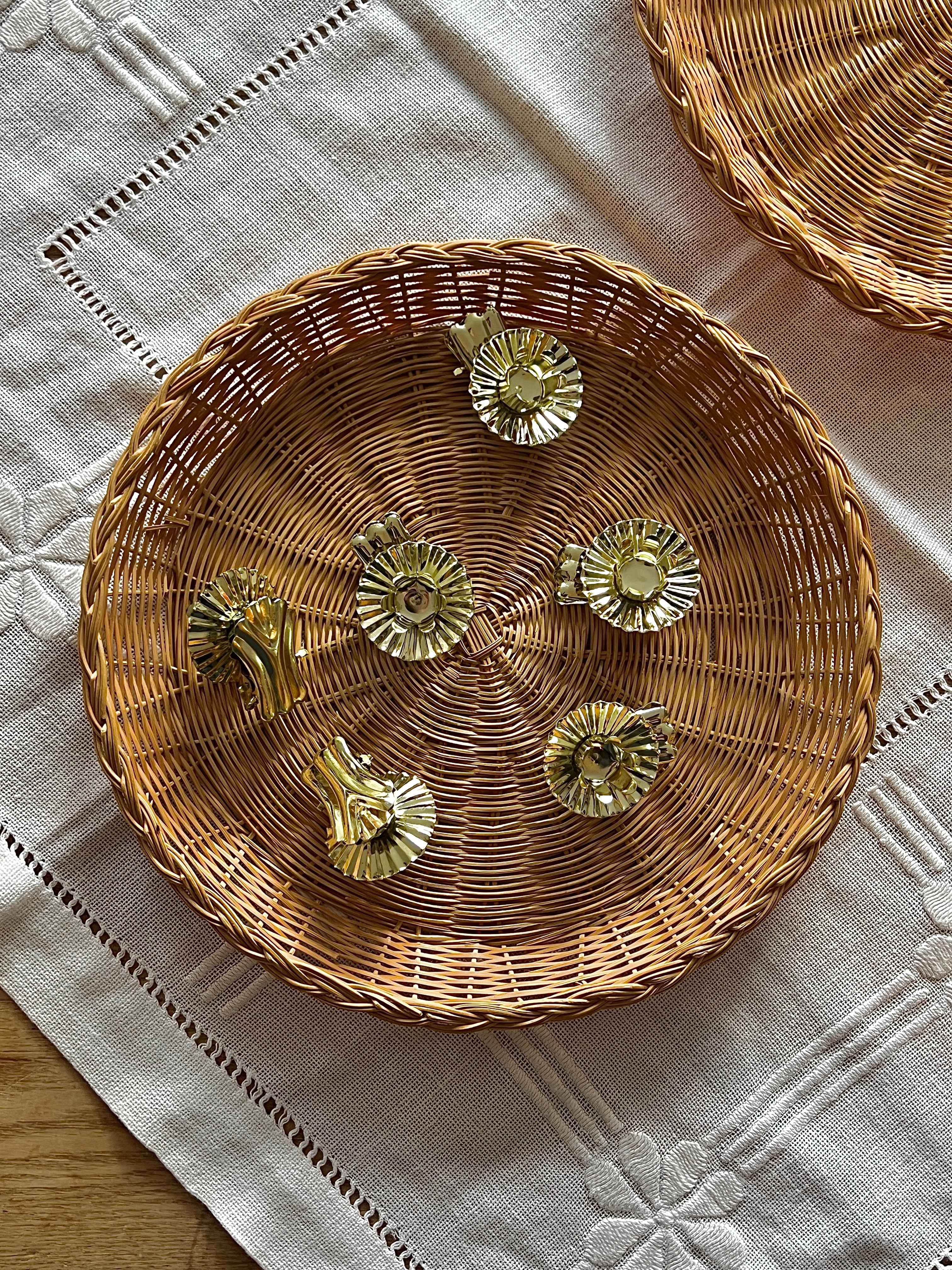 Vintage lysholdere i guldmetal til juletræ