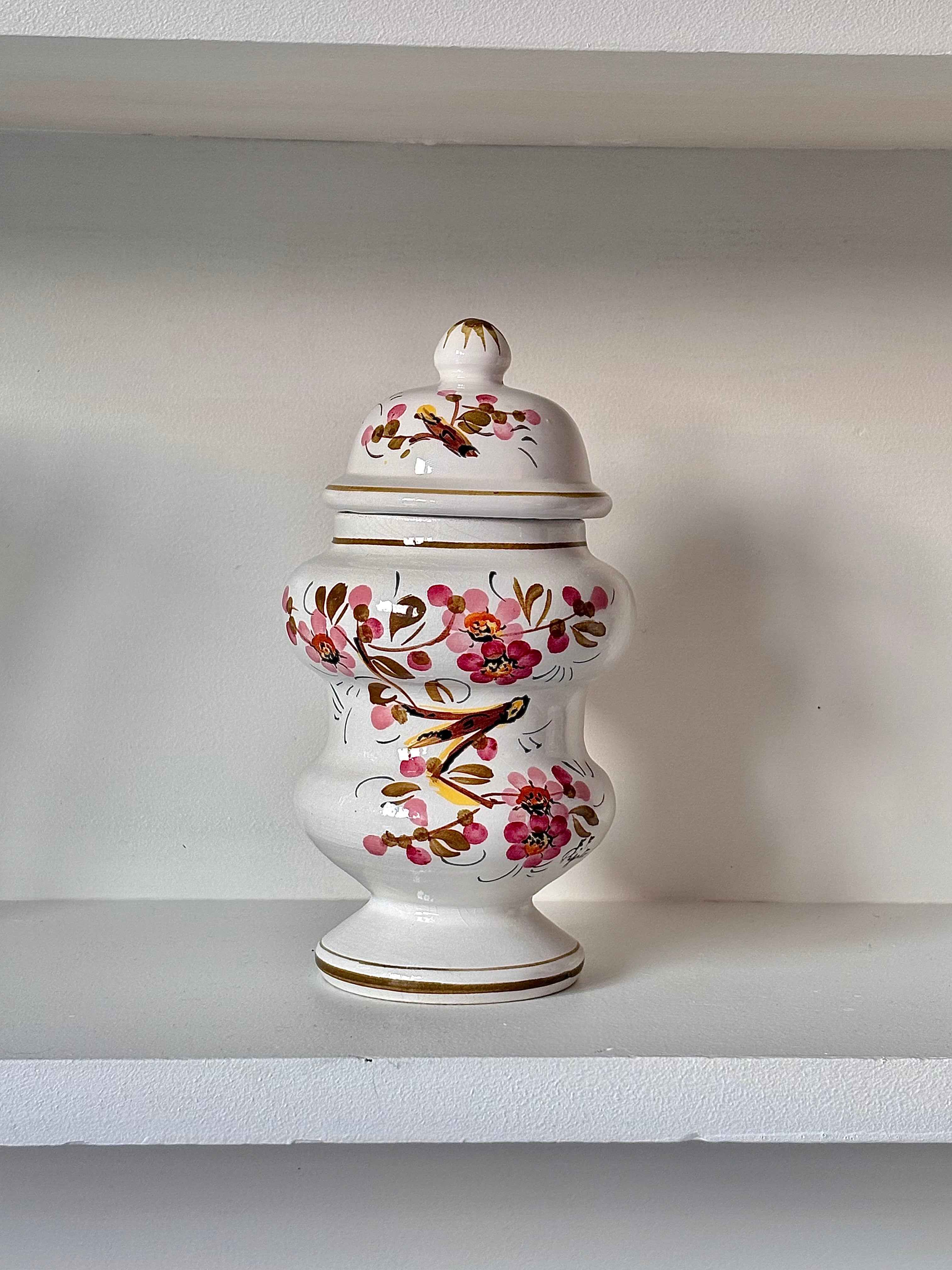 Vintage italiensk keramikkrukke med låg · H19 x B11 cm