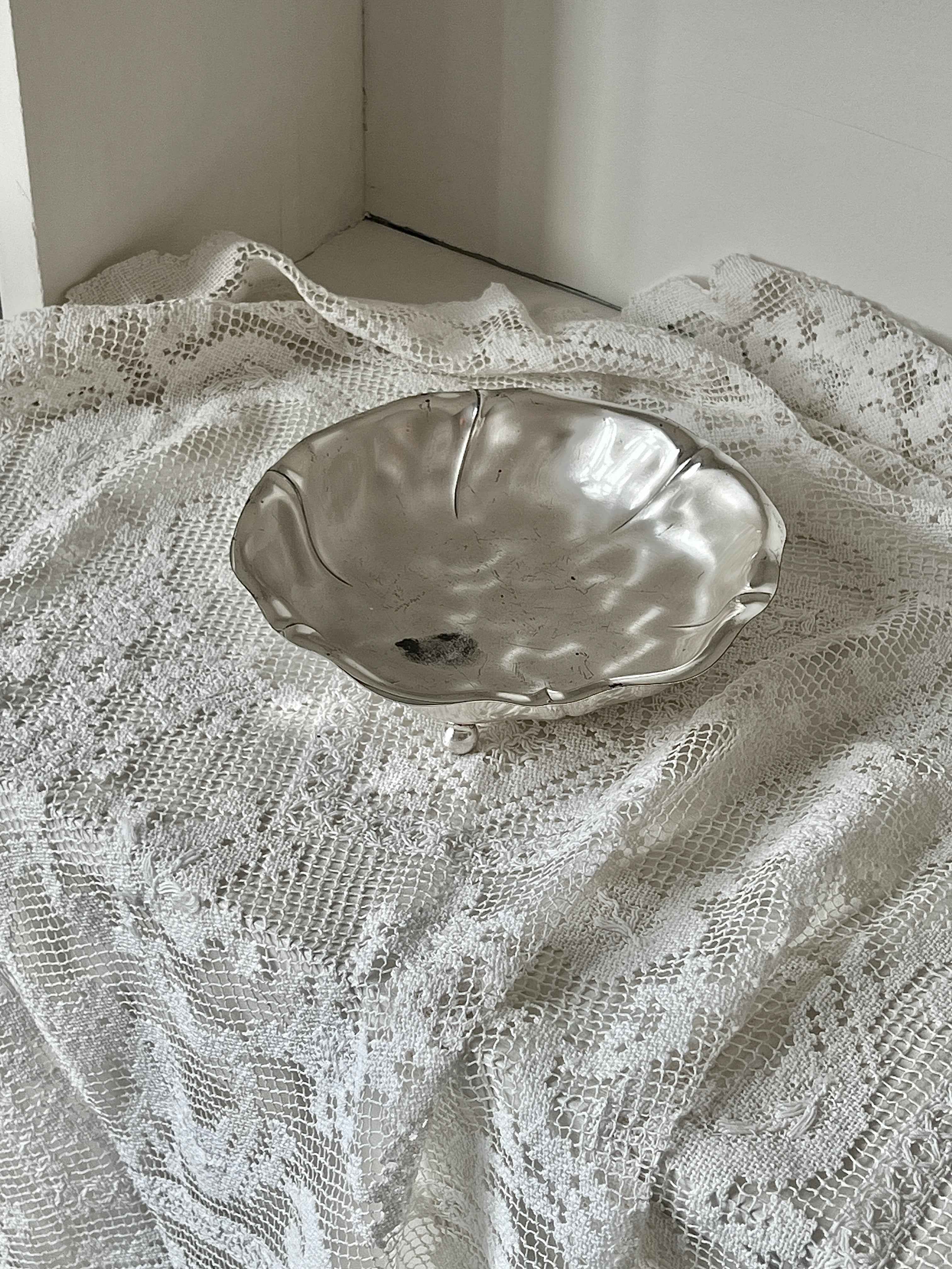 Footed dish, silverplated