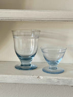 Vintage glas i lysblå glas med mat stribe (sæt a 2)