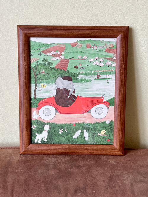 Babar illustration – Babar i rød bil