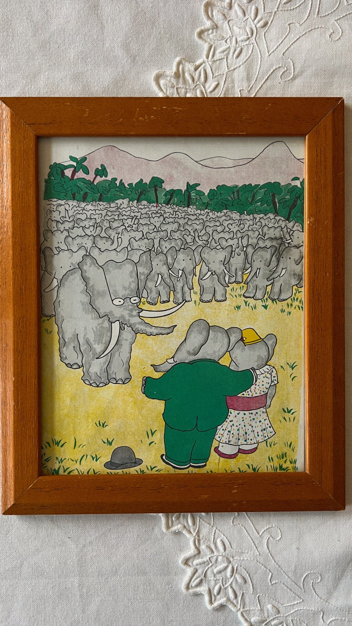 Babar illustration i træramme – talen
