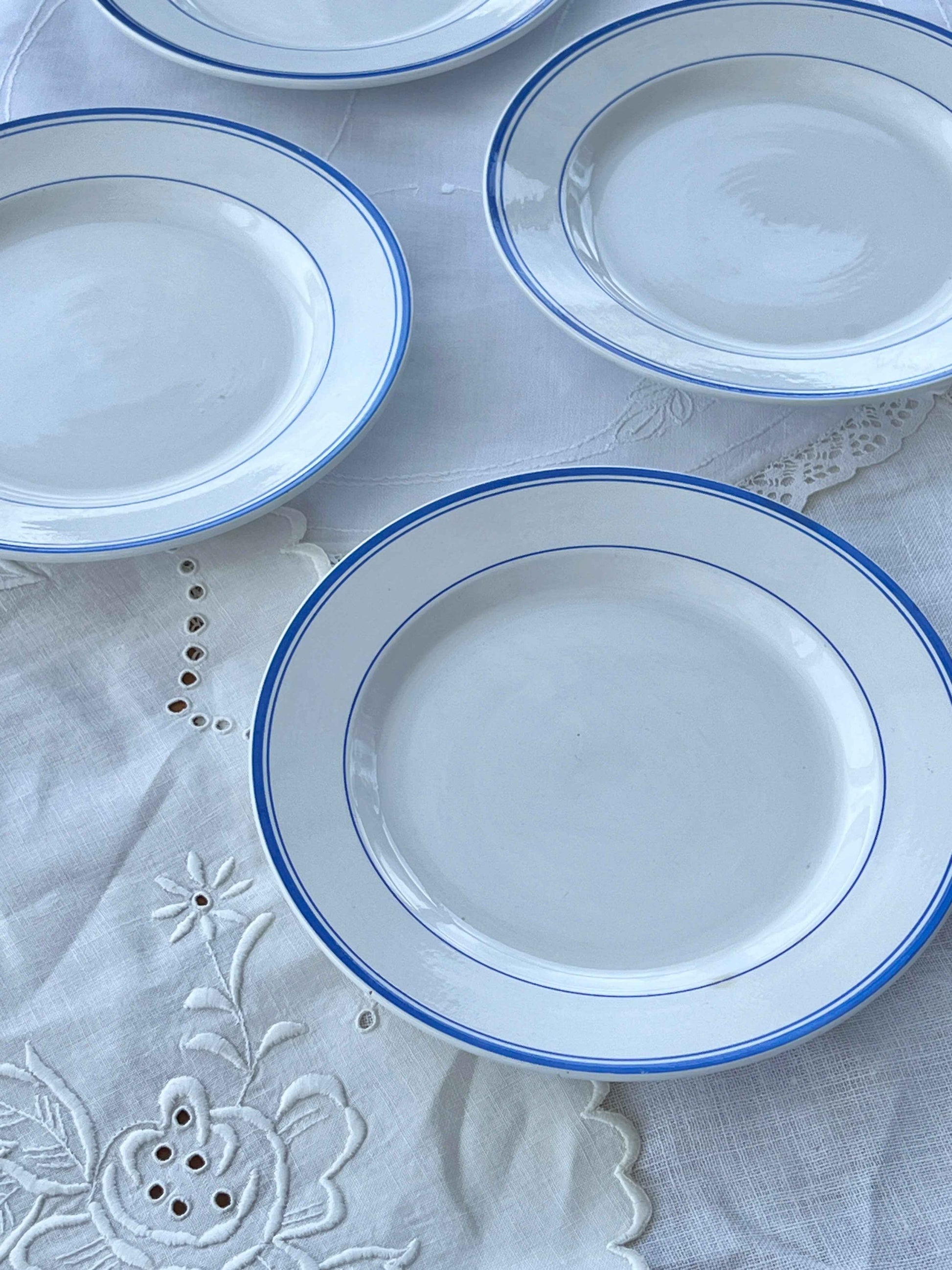 Frokosttallerkener med koboltblå kant (5stk)