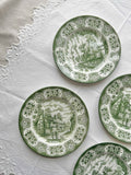 Kagetallerkener i grøn transferware fra England