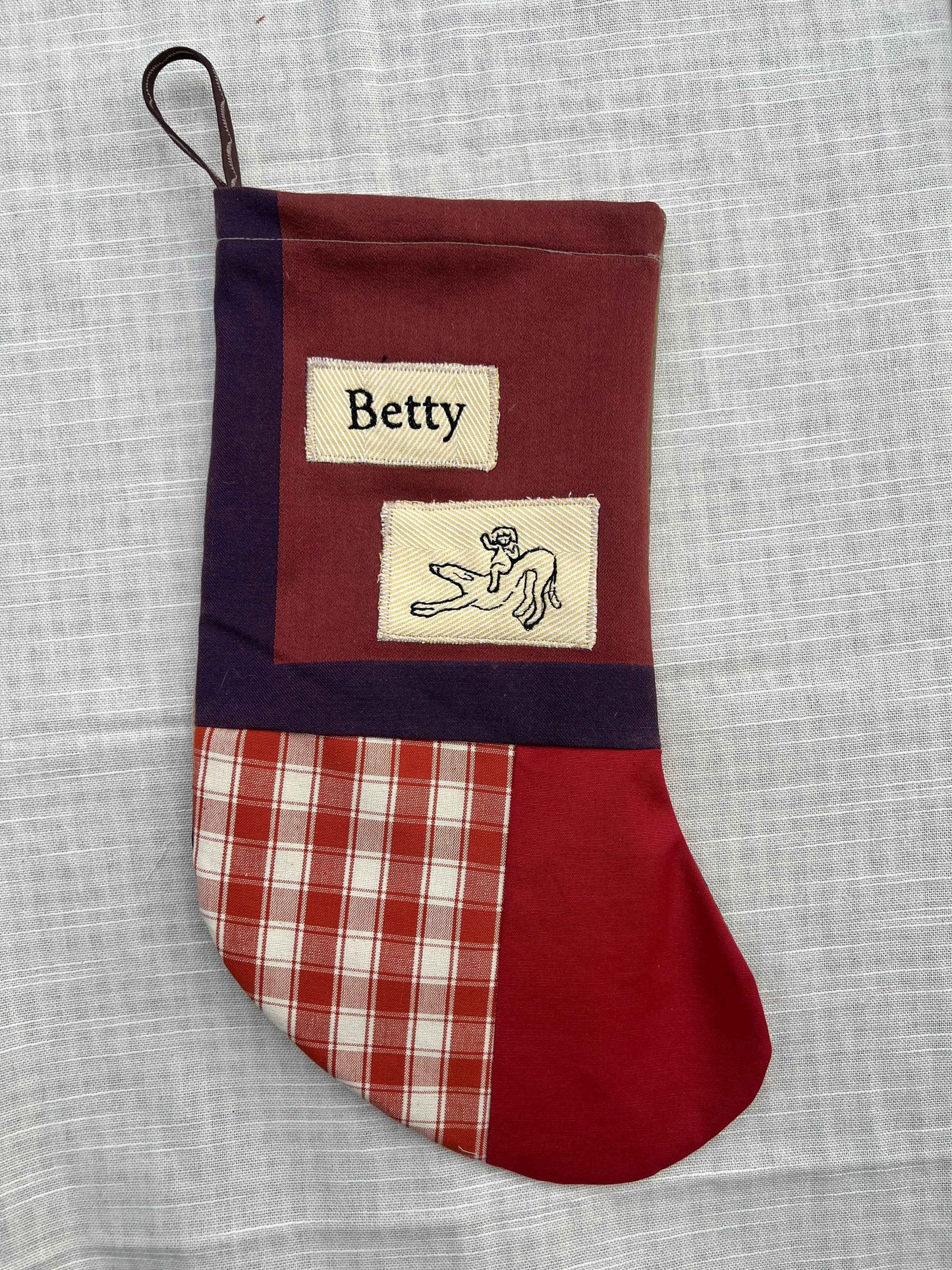Made to order julesok i vintage tekstil - tilføj navn og motiv