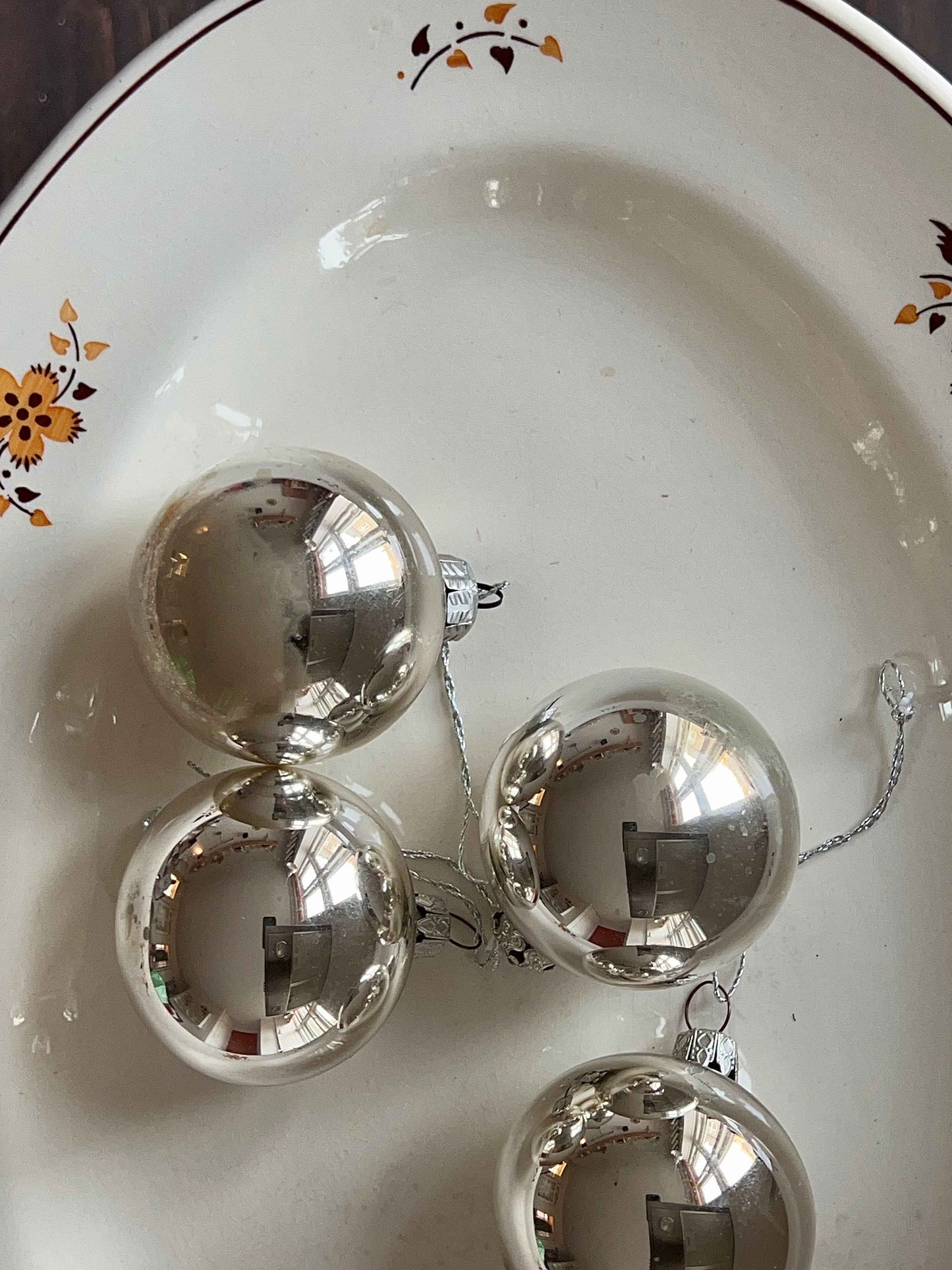 Franske julekugler i sølv – Ø6 cm vintage glasornament