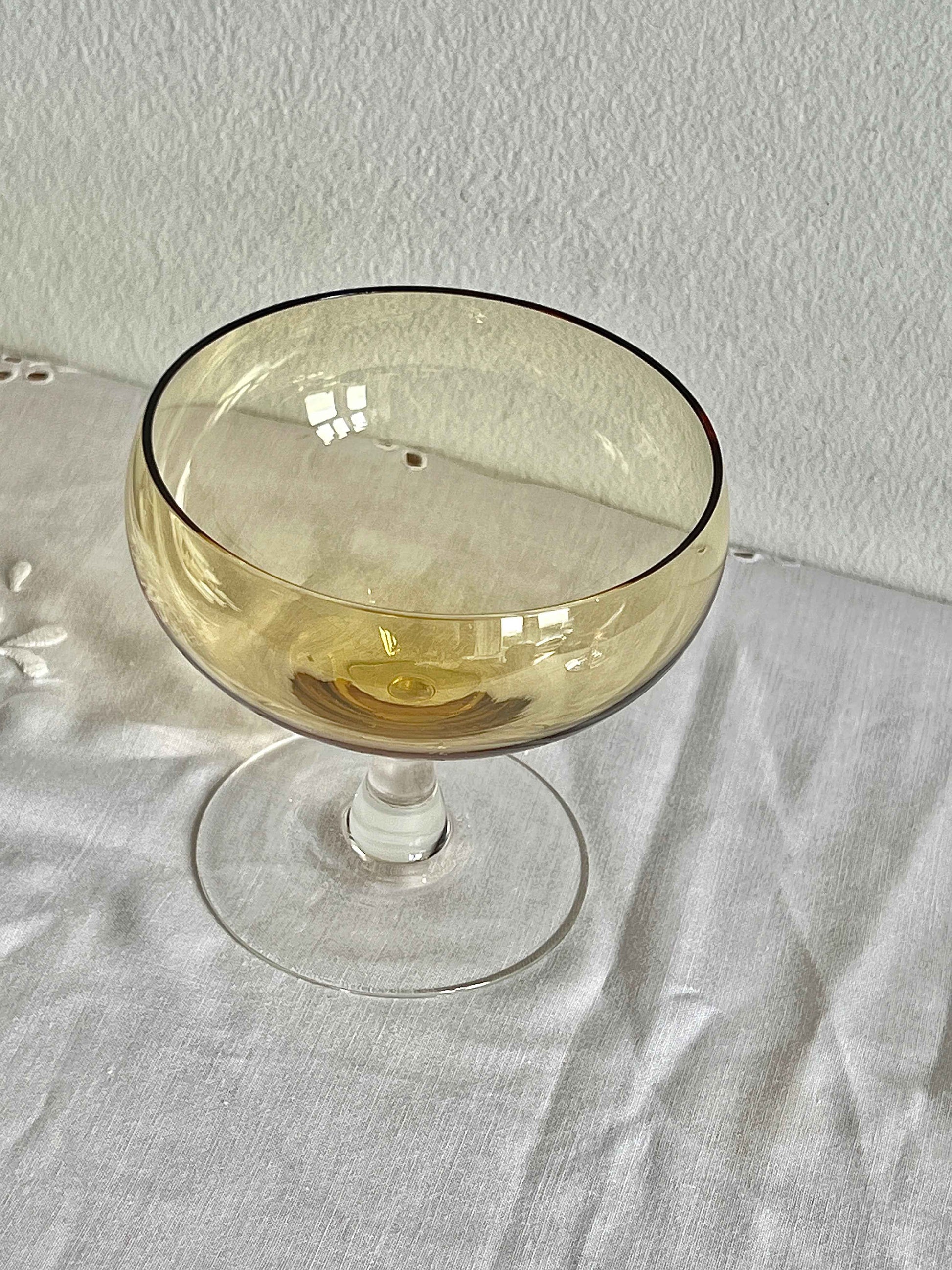 Fransk champagneskål gul H9 × Ø9 cm