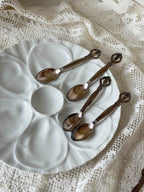 Sæt á 6 dekorerede vintage sølvskeer · 12 cm