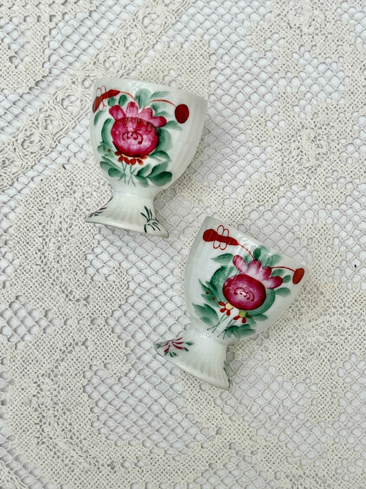 Æggebægre med blomstermotiv, H6, sæt a 2