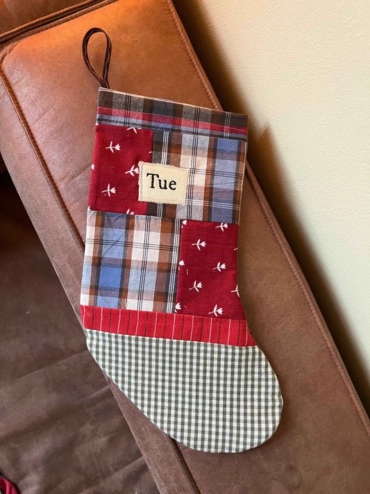 Made to order julesok i vintage tekstil - tilføj navn og motiv