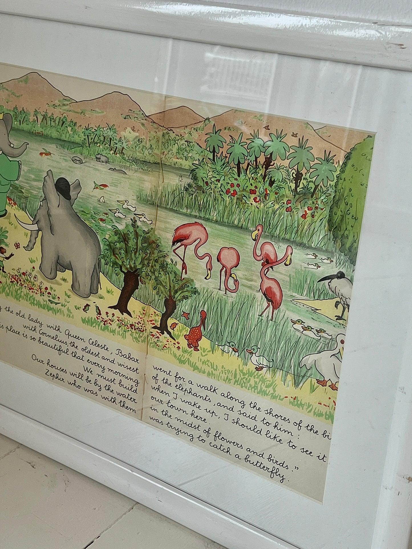 Babar illustration, 1940, ved floden