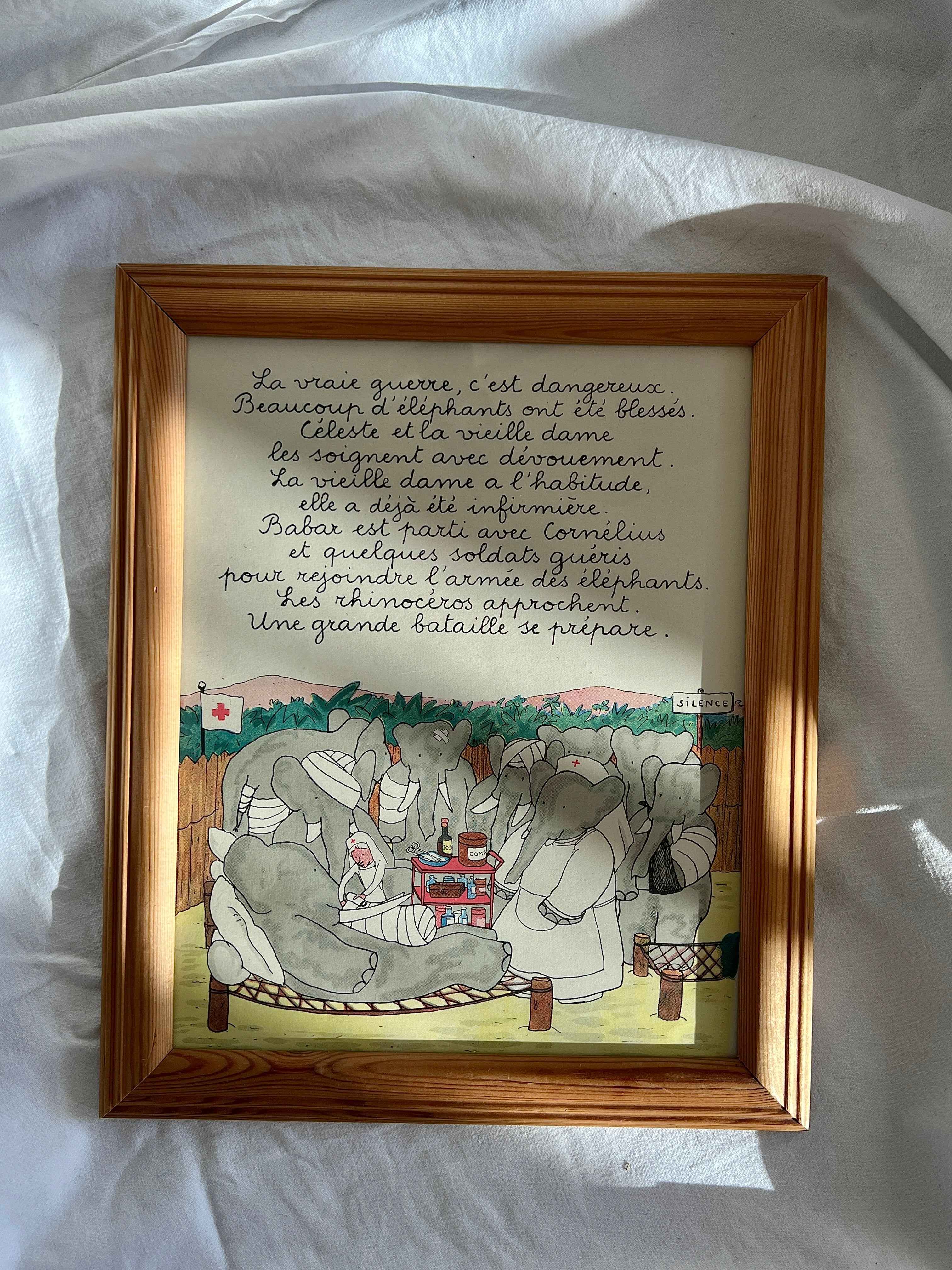 Babar illustration 1932, Paris, syg i lejren