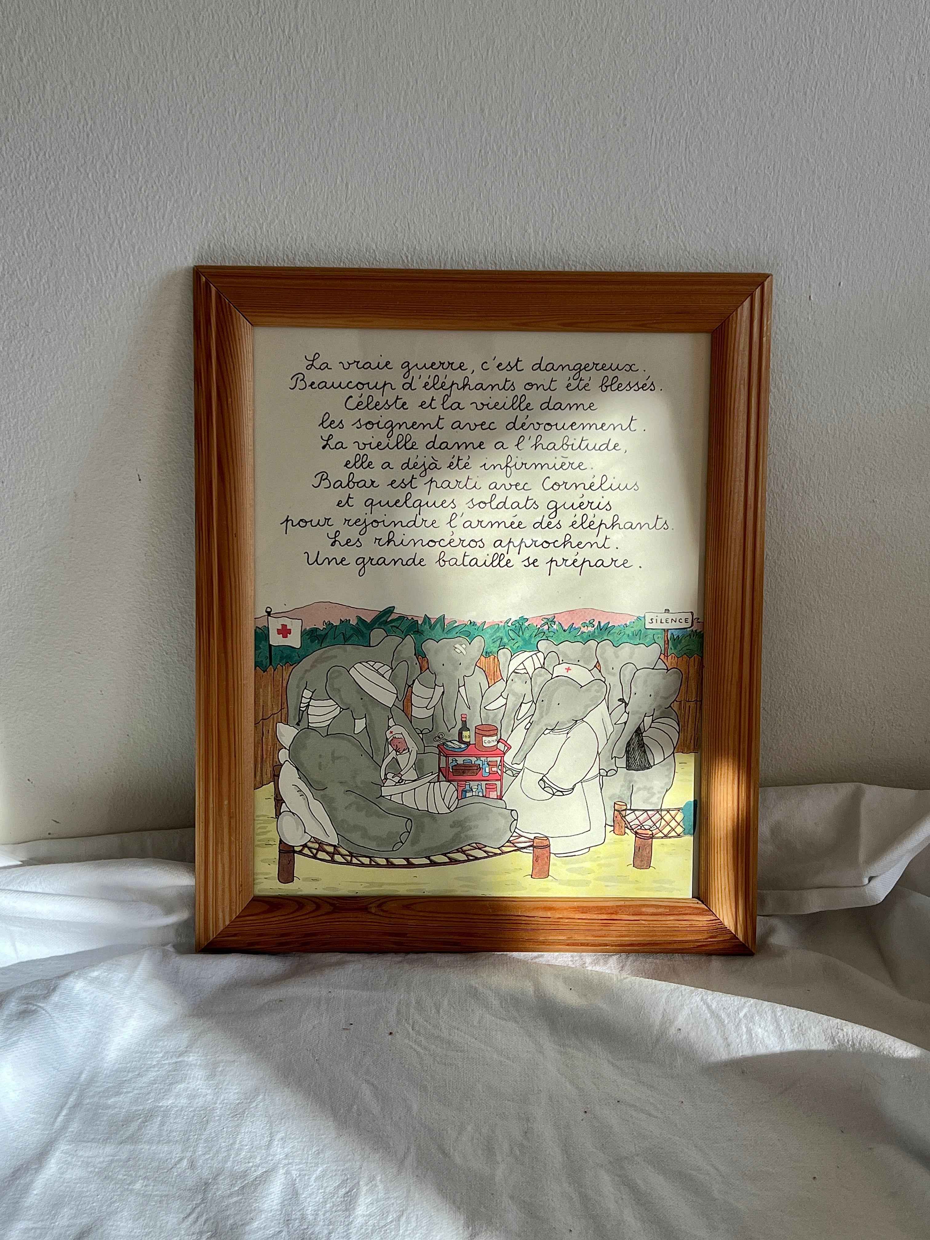 Babar illustration 1932, Paris, syg i lejren