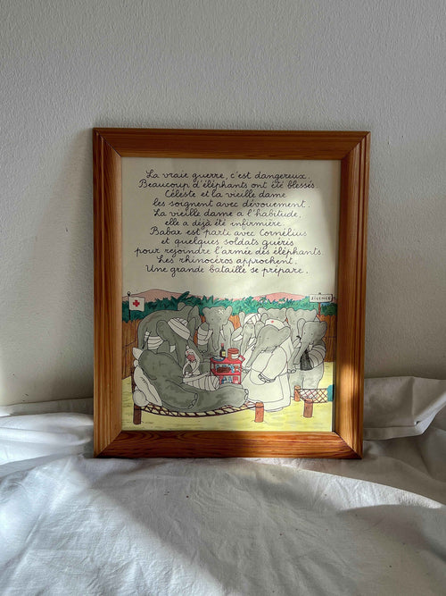 Babar illustration 1932, Paris, syg i lejren