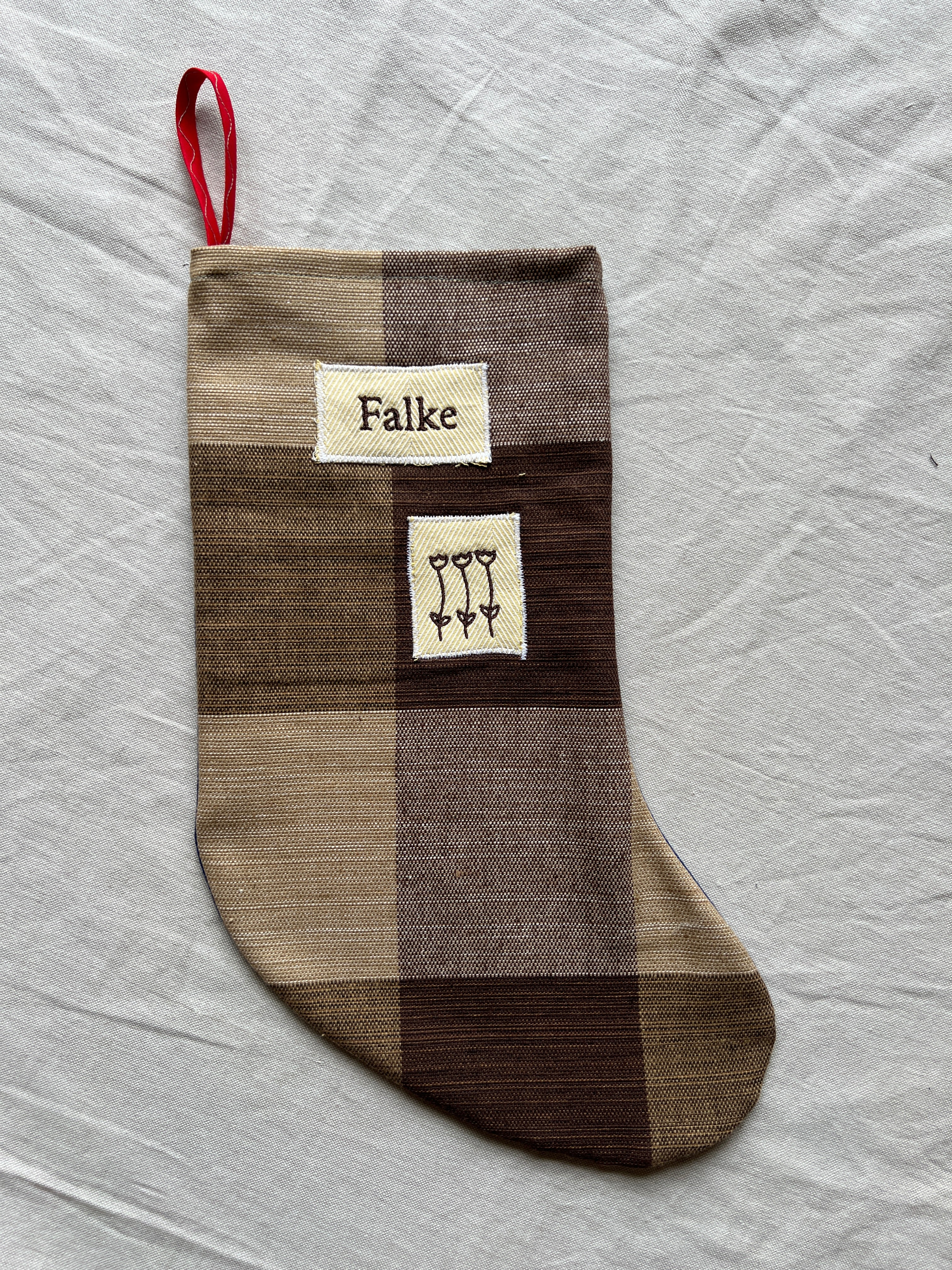 Made to order julesok i vintage tekstil - tilføj navn og motiv