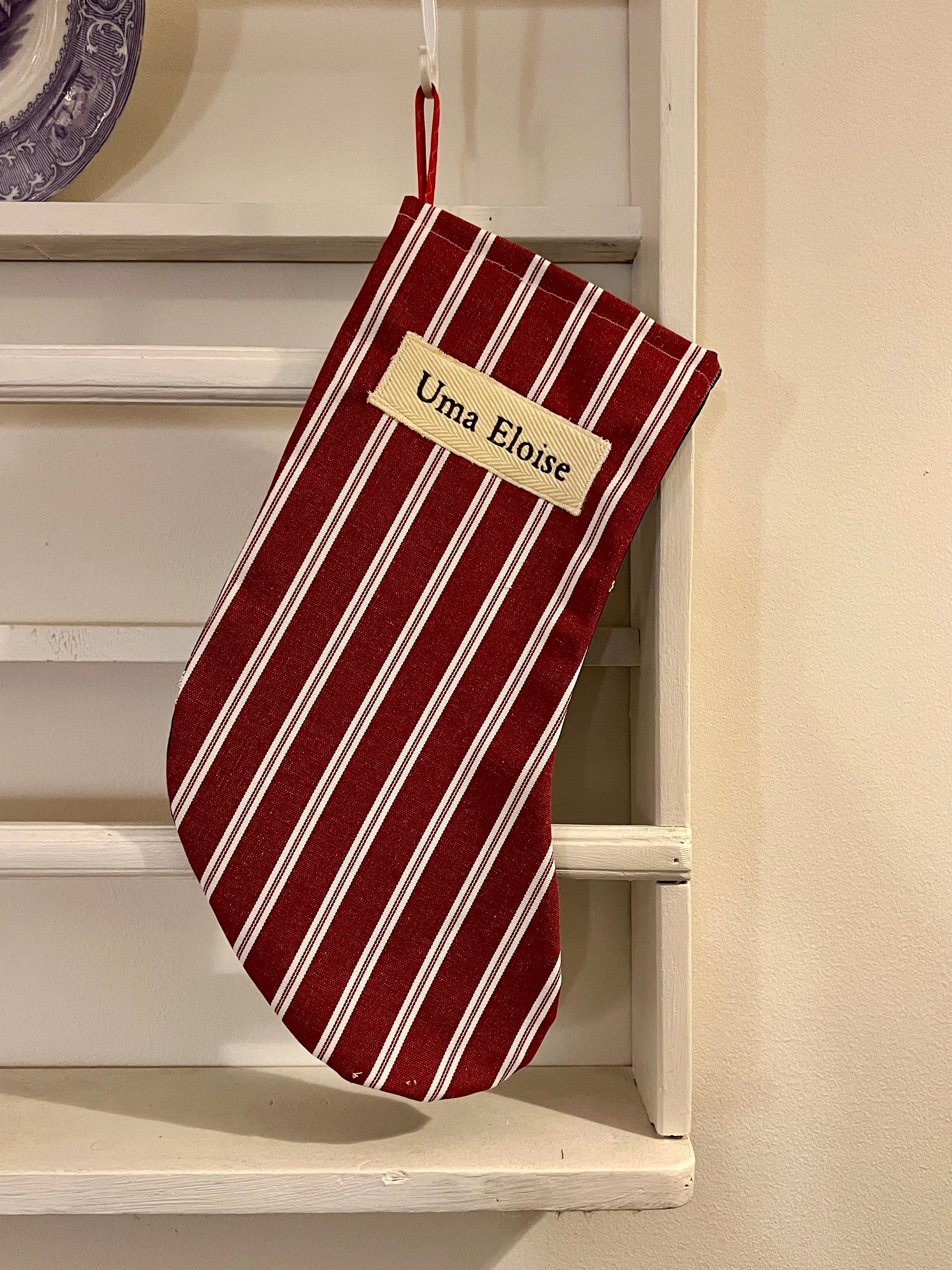 Made to order julesok i vintage tekstil - tilføj navn og motiv