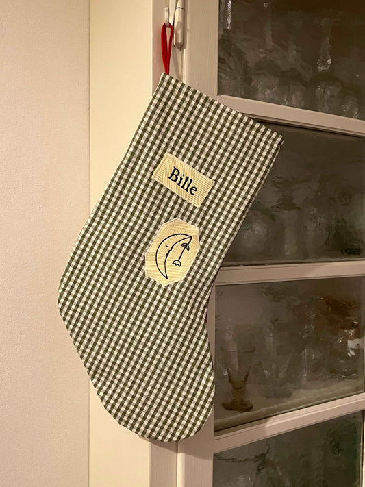 Made to order julesok i vintage tekstil - tilføj navn og motiv