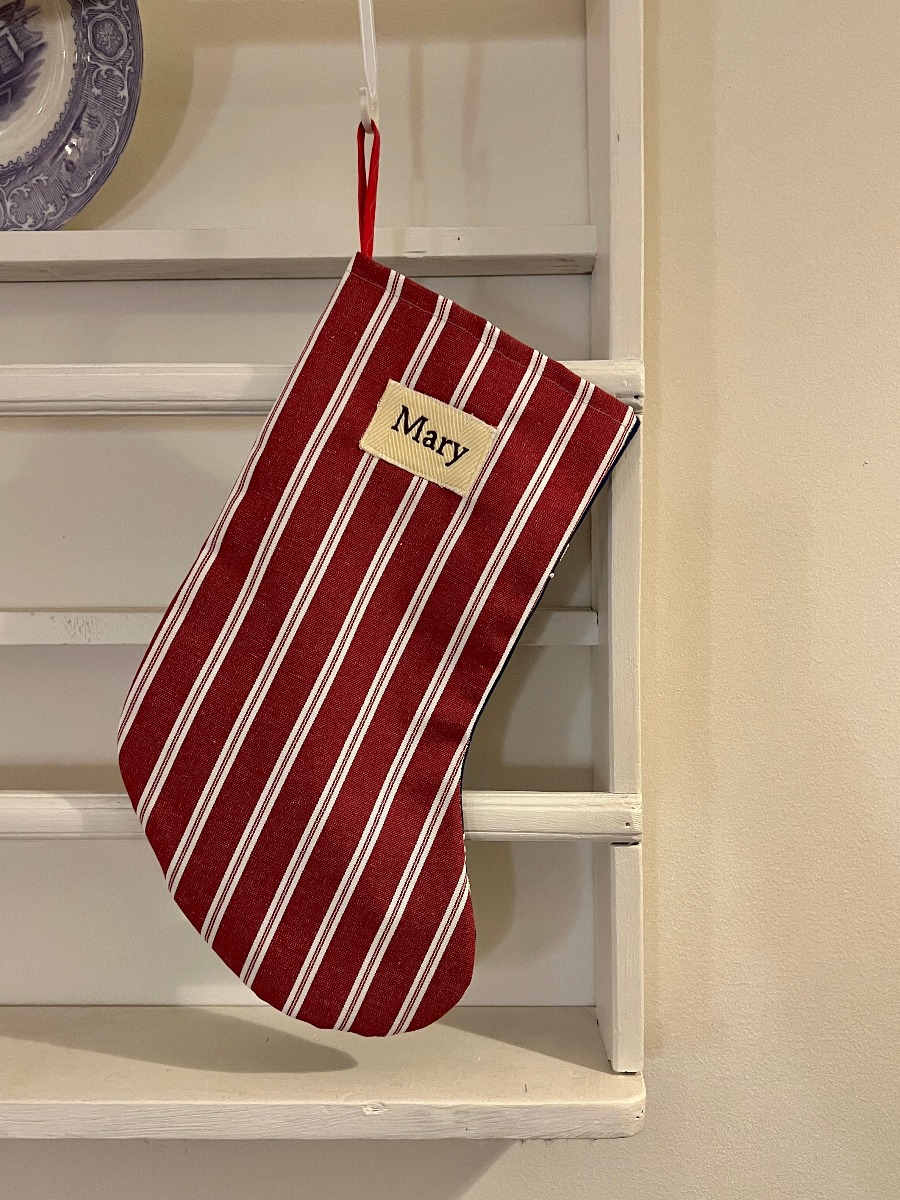 Made to order julesok i vintage tekstil - tilføj navn og motiv