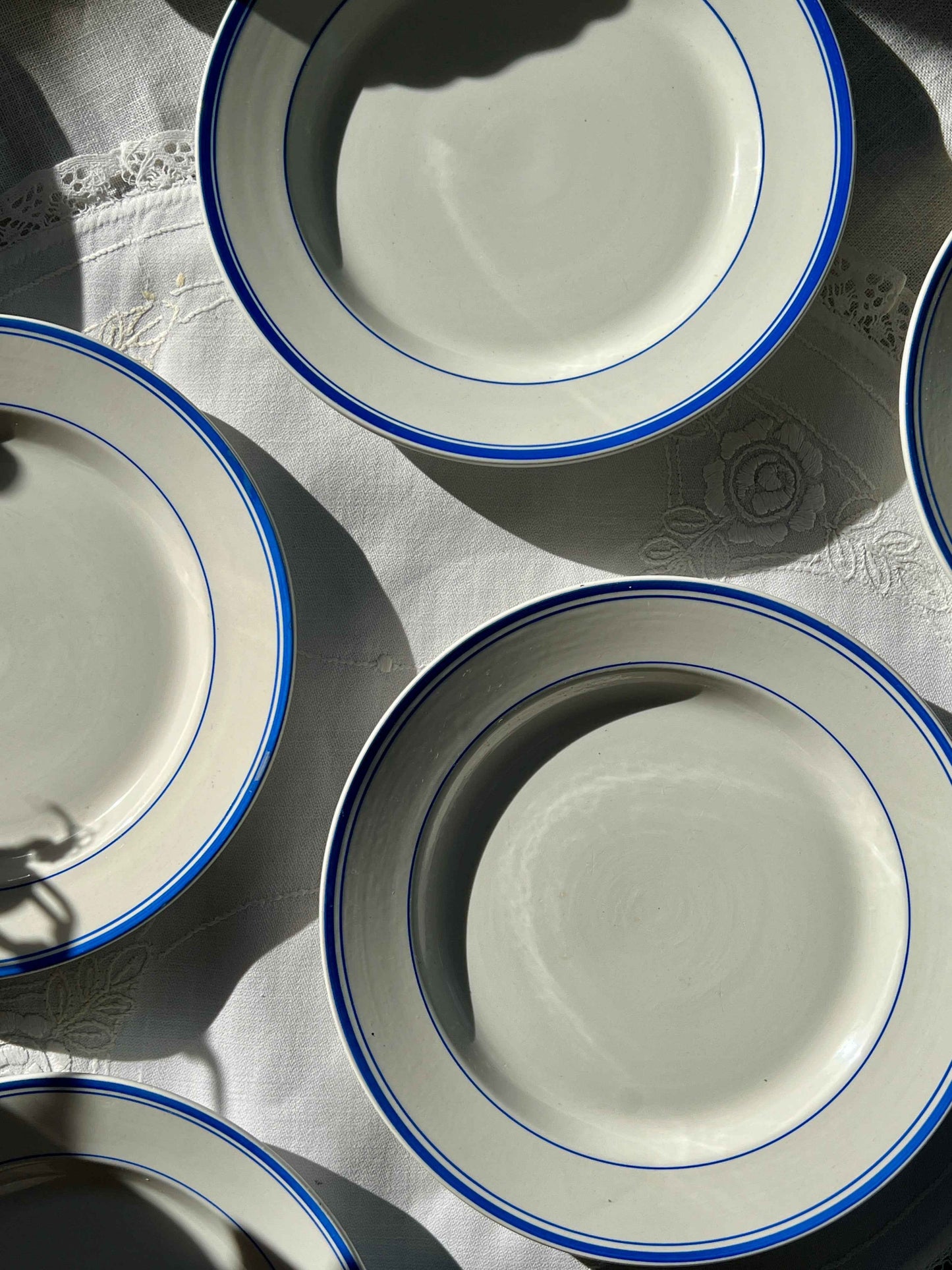 Frokosttallerkener med koboltblå kant (5stk)