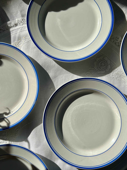 Frokosttallerkener med koboltblå kant (5stk)