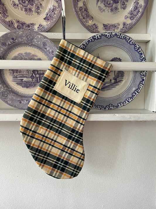 Made to order julesok i vintage tekstil - tilføj navn og motiv