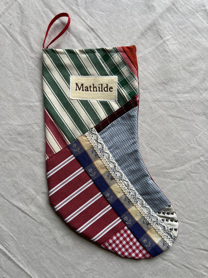 Made to order julesok i vintage tekstil - tilføj navn og motiv