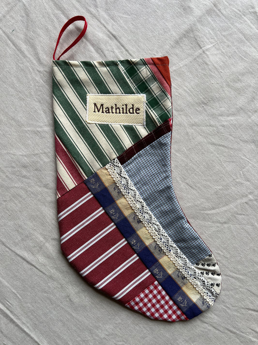 Made to order julesok i vintage tekstil - tilføj navn og motiv