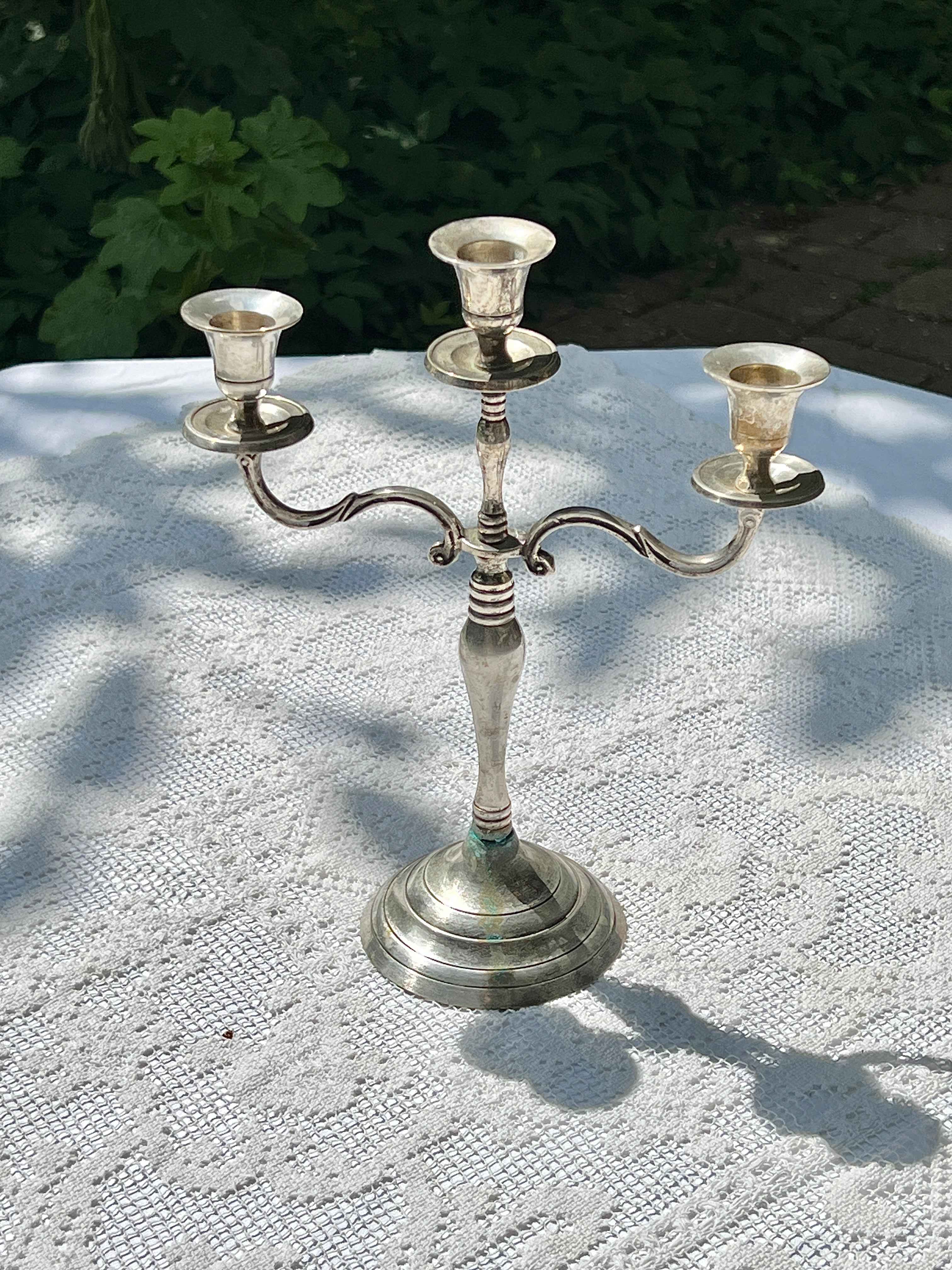 Lysestage i sølv, H28 B22