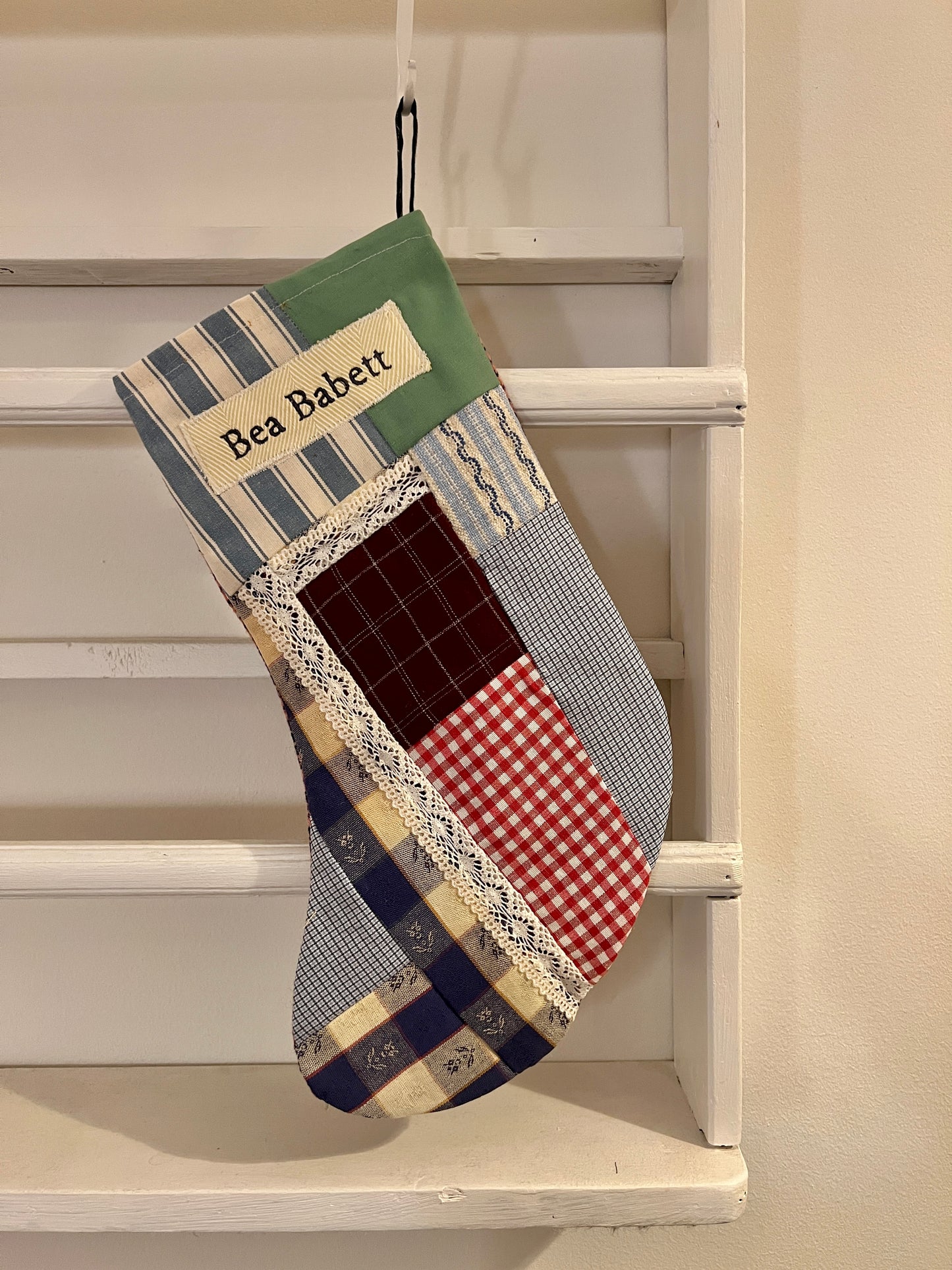 Made to order julesok i vintage tekstil - tilføj navn og motiv