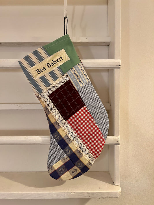 Made to order julesok i vintage tekstil - tilføj navn og motiv